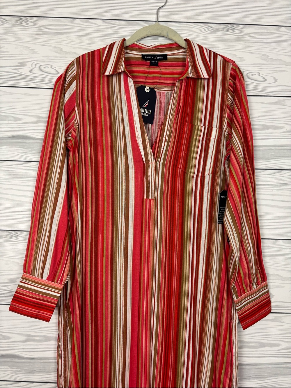 Nautica Jeans stripe linen blend maxi dress size  XS NWT - Picture 2 of 10